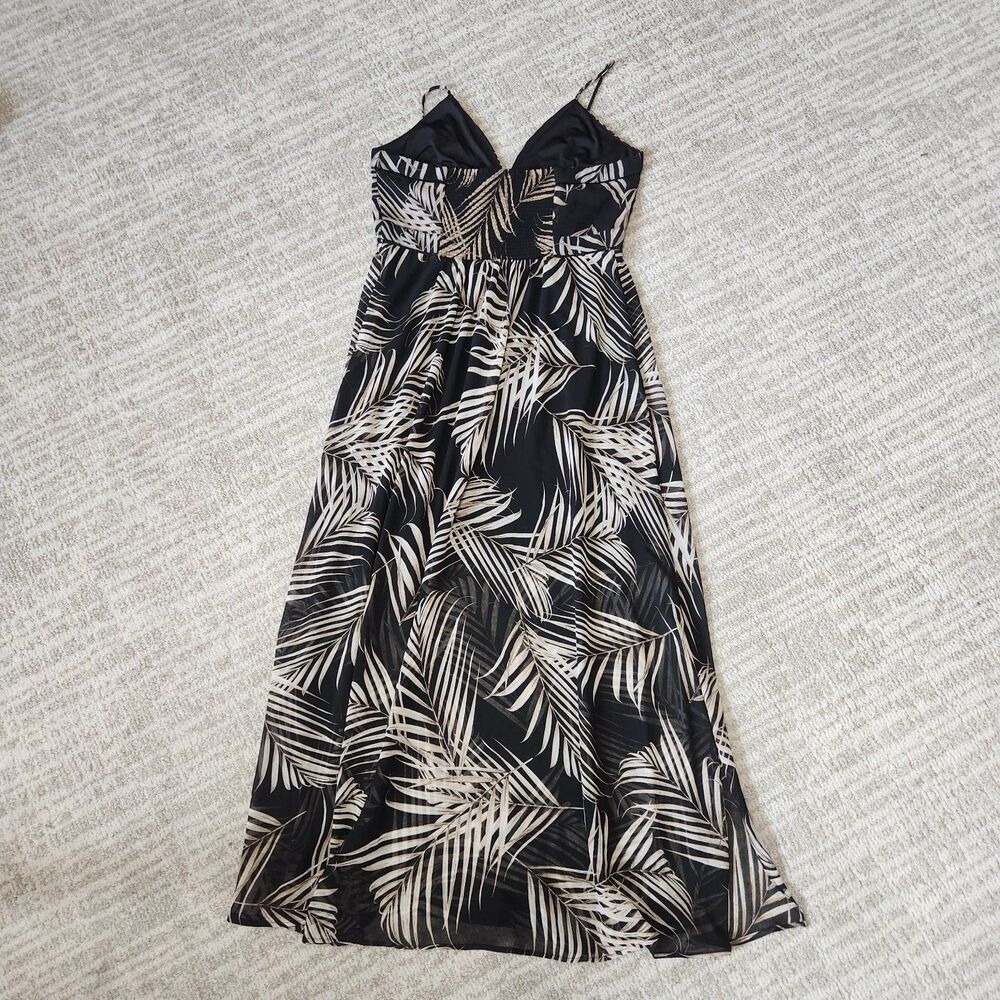 White House Black Market halter chiffon flowy palm leaf maxi dress size 10 - Picture 8 of 11